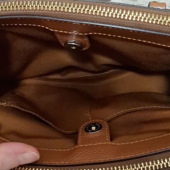 COACH Mini Christie Carryall Purse Crossbody Signature Brown Gold Logo - Picture 4 of 10